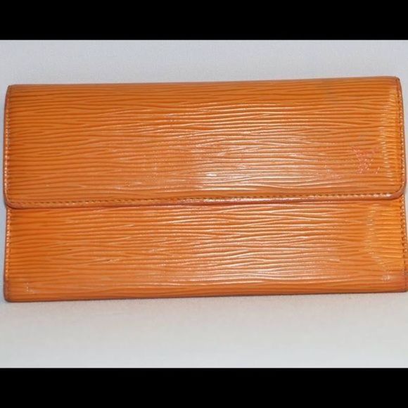 Authentic Louis Vuitton Epi Orange Long Wallet